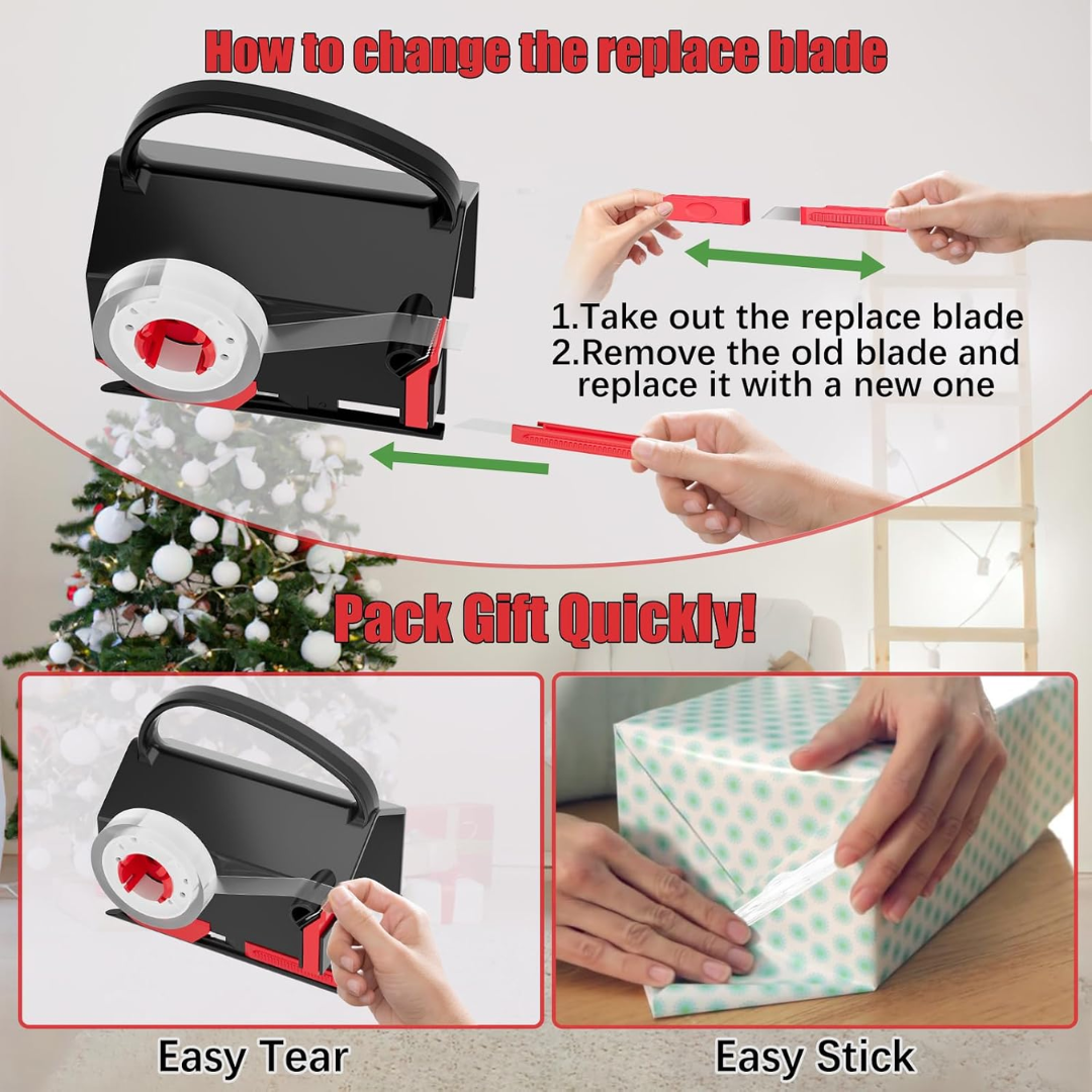 WrapWell™ 2-in-1 Gift Wrap Cutter & Tape Dispenser
